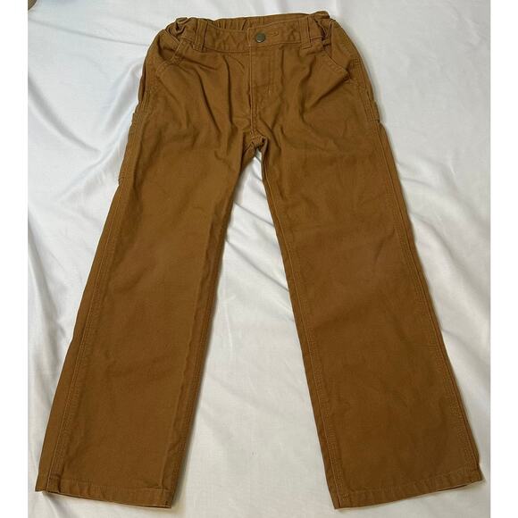 Boys Carhartt Brown Canvas Adjustable Carpenter Pants Size 6 - Picture 1 of 3